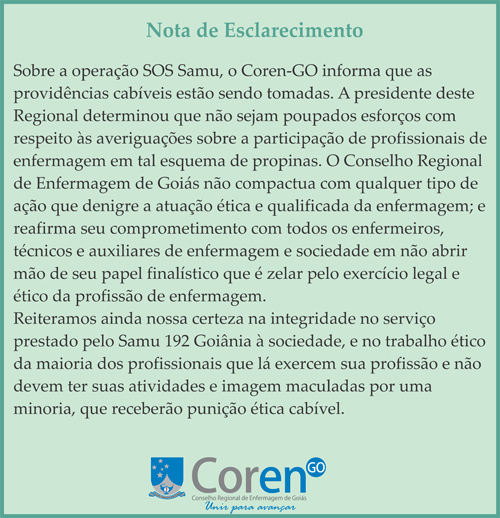 Nota de Esclarecimento SOS Samu Goiania